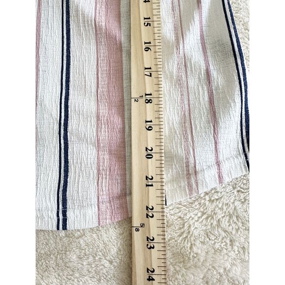 50th Street Shirt Women's Size SP Navy Pink Striped Short Sleeve V-Neck - Picture 8 of 11
